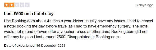 booking.com negative review